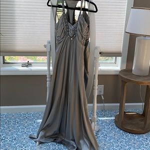 Long silver gown with beading